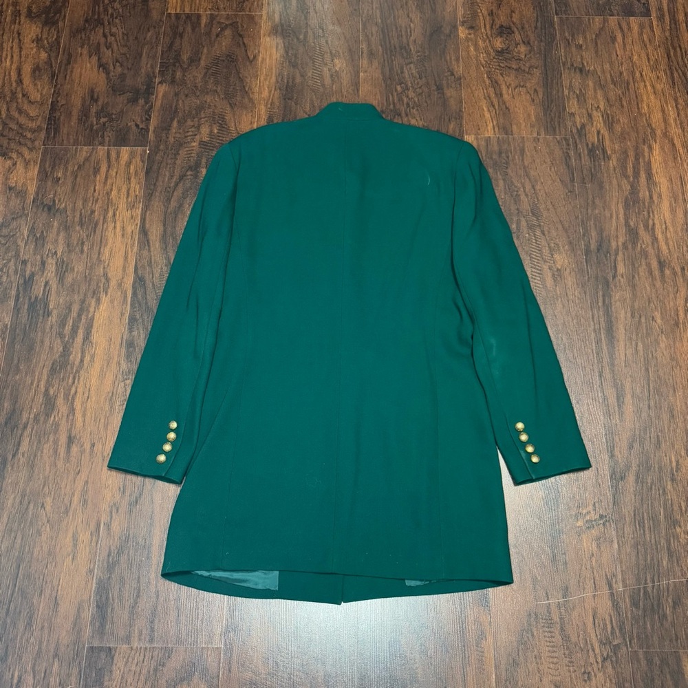 DANA BUCHMAN 100% wool Elegant Green Women's Jacket mandarin collar vintage 10 - Picture 13 of 15